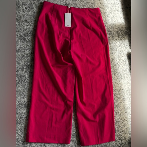 NWT MANGO Ankle Wide Leg Trouser Pants Hot Pink Pleated Size: 10 - Picture 4 of 4